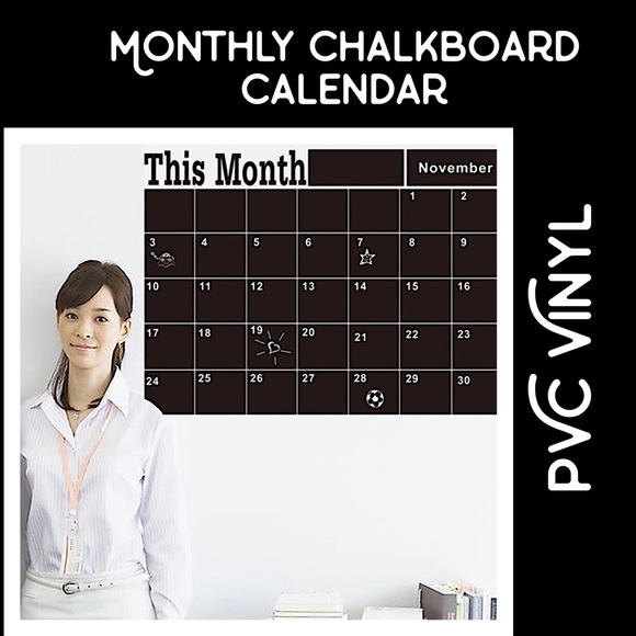 Vinyl Chalkboard Blackboard Monthly Calendar NWT - Picture 5 of 6